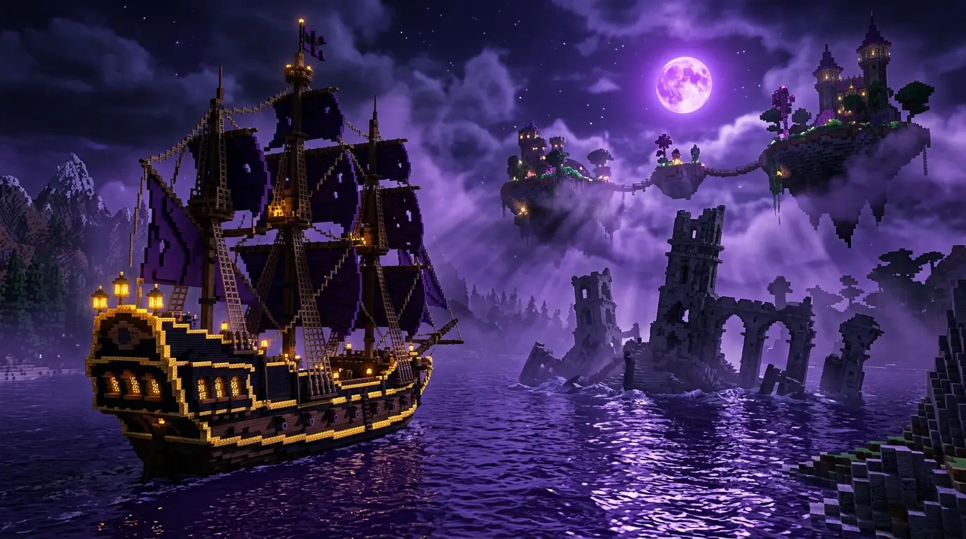 Piracki galeon pod fioletowym księżycem GrandCraft